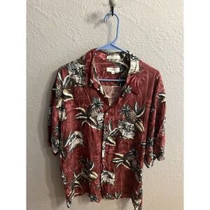 Pierre Cardin Hawaiian Short Sleeve Button-Down Shirt Size‎ XXL Men Pineapple